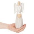 Figurka anioła z serduszkową dekoracją w kolorze kremowo-białym, 23 cm | Floristik24.pl