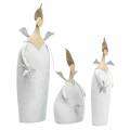 Floristik24 Dekoracyjne trio anioła metal biały, brokat Ø10 / 11,5 / 7cm H28,5/18 / 21cm 3szt