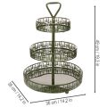 Metalowy stojak na przekąski, zielony, trzypoziomowy, dekoracja jodłowa, okrągły, 49 cm | Floristik24.pl