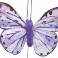 Feather Butterfly Metal Wire Pink, Purple 7cm 12szt