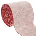 Floristik24 Filcowa wstążka, 100% wełna, dwukolorowa, jako podkładka pod garnek, filcowa wstążka biało-czerwona, 15 cm x 5 m