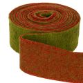 Taśma filcowa, dwukolorowa taśma do podkładek pod garnki, 100% wełny, czerwono-zielona, szerokość 7,5 cm, długość 5 m | Floristik24.pl