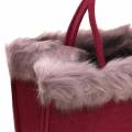 Floristik24 Filcowa torba z futrzanym brzegiem ciemnoczerwona 38cm x24cm x 20cm