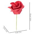 Sztuczny kwiat róży czerwonej z łodygą, 5cm, 100 szt. | Floristik24.pl