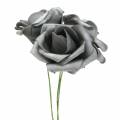 Floristik24 Róża piankowa Ø7,5cm szara 18szt