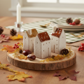 Zestaw dekoracyjnych ceramicznych domków w miniaturze, dekoracja stołu, 9 cm, 3 sztuki | Floristik24.pl
