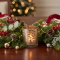 Szklany świecznik typu tealight z nadrukiem w panterkę, dwukolorowy, 8 cm | Floristik24.pl