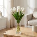 Białe Tulipany Dekoracja Sztuczne Kwiaty Real Touch Wiosna 49cm 5 szt | Floristik24.pl