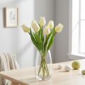 Tulipany dekoracyjne sztuczne kwiaty biało-kremowe 20cm 6 szt | Floristik24.pl
