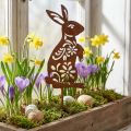 Garden Stake Rust Bunny Flower Pattern Dekoracja ogrodowa Wielkanoc 9×15cm | Floristik24.pl