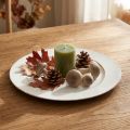 Talerz dekoracyjny okrągły plastikowy retro biały brązowy połysk Ø30cm | Floristik24.pl