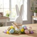 Ozdoba z głową królika Zając wielkanocny biały królik ceramiczny 17cm | Floristik24.pl