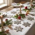 Drewno płatek śniegu 4cm jasne złoto z miką 72 szt | Floristik24.pl