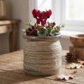 Ceramiczna doniczka wazon dekoracyjny metaliczny szary brązowy 14×14cm | Floristik24.pl