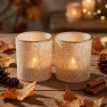 Szklany świecznik typu tealight z wzorem paisley, Ø8cm, wys.9cm, 2 sztuki | Floristik24.pl
