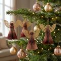 Anioł papierowy Dekoracja aniołka bożonarodzeniowego wino czerwone różowe W12cm 4szt | Floristik24.pl