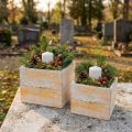 Szuflada na rośliny z uchwytem, pomarańczowo-białe drewno, 12/15 cm, zestaw 2 szt | Floristik24.pl