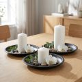 Talerz dekoracyjny okrągły metalowy w kolorze czarnym Ø23cm wys. 2,5cm 3 szt. | Floristik24.pl