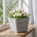 Doniczka drewniana shabby chic szara 19x19x15,5cm | Floristik24.pl