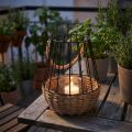 Latarnia z uchwytem i szkłem czarnym naturalnym Ø18cm W22cm | Floristik24.pl