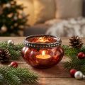 Szklanka do podgrzewaczy w kolorze antycznego czerwono-srebrnego z metalową obwódką Ø6cm W3,5cm | Floristik24.pl
