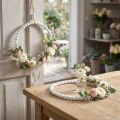 Pierścionek drewniany dekoracyjny Shabby Chic biały Ø19cm, ślubny, wiosenny, dekoracja na drzwi, zestaw 4 szt. | Floristik24.pl