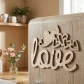 Serca "Love" ozdoba drewniana naturalna z tabliczką ozdobną na magnes 20,5/25cm 6 sztuk | Floristik24.pl