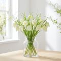 Kwiaty szachownicowe Fritillaria sztuczne białe, zielone 40cm 12 szt | Floristik24.pl