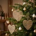 Ozdobne serce z juty naturalnej do dekoracji świątecznej do zawieszenia 20cm 4 szt | Floristik24.pl