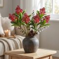 Sztuczne Kwiaty Czerwony Skimmia japonica Skimmie 45cm 2szt | Floristik24.pl