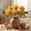 Protea sztuczna Leucospermum igielnik żółty 30cm 6 szt. | Floristik24.pl