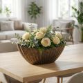 Donica owalna z rowkami łódka antracytowo-złota 36cm | Floristik24.pl