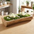 Drewniana dekoracja z wgłębieniem, misa dekoracyjna, drewno, 40×13–16cm×6,5cm | Floristik24.pl