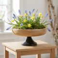 Miska z nóżką, drewno i metal, naturalna czerń, Ø20cm, wys.10cm | Floristik24.pl