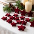 Ozdoby świąteczne, gwiazdki, Bordeaux flokowane, dekoracja stołu, 4-5cm, 40 sztuk | Floristik24.pl