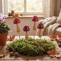 Patyczki do kwiatów, wzór grzybek, drewniane, czerwone, Ø2,5 cm, 8 sztuk | Floristik24.pl
