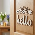 Drewniana ozdoba kwiatki "Hello" natura szyld dekoracyjny z magnesem 18/19,5cm 6szt | Floristik24.pl