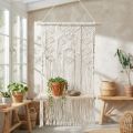 Wieszak na rośliny w stylu boho makrama, wisząca dekoracja, dekoracja okienna z huśtawką kwiatową, 40x15 cm, w kolorze naturalnej bieli | Floristik24.pl
