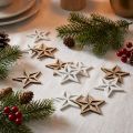 Drewniane gwiazdki dekoracyjne w kształcie kropek Świąteczne białe/naturalne 3,5cm 48 szt | Floristik24.pl