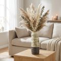Wazon ceramiczny na suszone kwiaty, kremowy, szaro-zielony, wys. 34 cm | Floristik24.pl