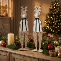 Drewniana figura dekoracyjna Renifer Świąteczny do postawienia 12×6,5cm W45cm 2szt | Floristik24.pl