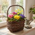 Kosz z uchwytem Kosz na rośliny brzozowe z folią W28,5cm | Floristik24.pl