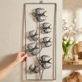 Metalowa ozdoba do zawieszenia, jaskółki, dekoracja ścienna Srebrna, sprana biel W47,5cm | Floristik24.pl