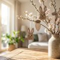 Drewniana zawieszka królik w okularach marchewkowy brąz beżowy 4×7,5cm 9szt | Floristik24.pl