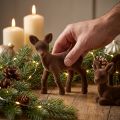 Figura dekoracyjna jeleń płowy flokowany brązowy figurki świąteczne 10,5cm 6 szt | Floristik24.pl