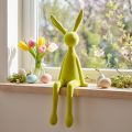 Zajączek wielkanocny siedzący na półce, flokowany, żółto-zielony, 56 cm | Floristik24.pl