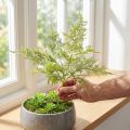 Sztuczna paproć sztuczna roślina w kolorze zielonym flokowanym L45cm | Floristik24.pl