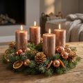 Świece filarowe, zestaw 4 szt., jednolity kolor, metaliczny, miedziano-brązowy, 70x120 mm - Eleganckie świece dekoracyjne o długim czasie palenia | Floristik24.pl