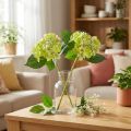 Sztuczne hortensje Zielone Kwiaty Liście L43cm 2szt | Floristik24.pl