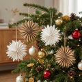 Papierowe gwiazdki, biało-brązowe, 16 cm, zestaw ozdób świątecznych, 6 szt. | Floristik24.pl